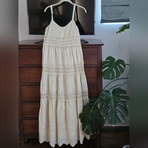 LOVE THE LABEL Cream Embroidered Maxi Dress Size Small